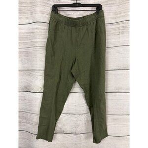 Old Navy Olive Green High-Waisted Cropped Linen-Blend Pants Size L